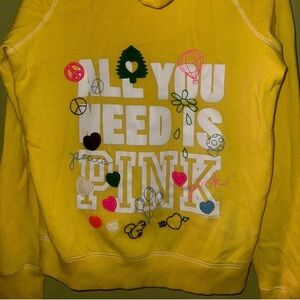 PINK Victoria's Secret Yellow Embroidered Hoodie